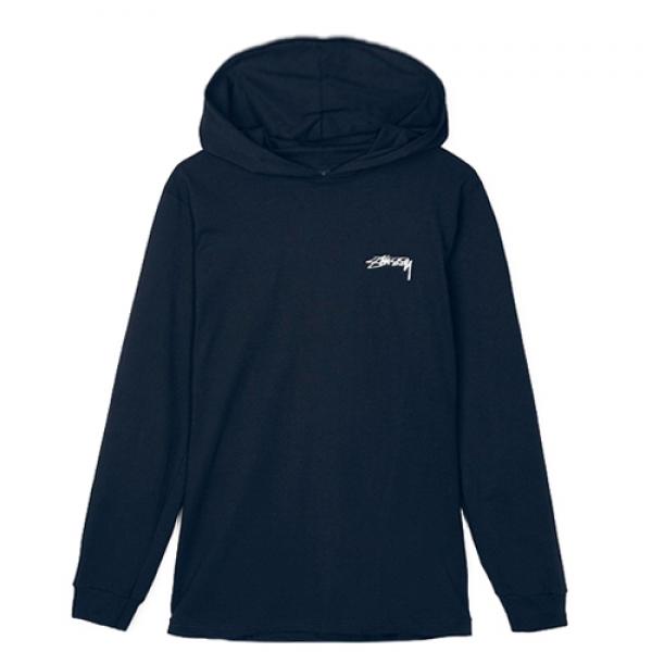 STUSSY DESIGNS LS HOOD TEE-NAVY